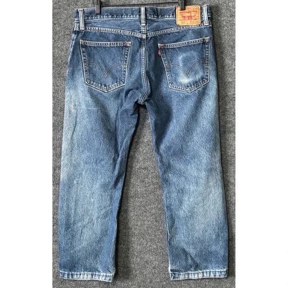 Levi's 505 Straight Fit Jeans Mens W34 L29 Medium Wash Denim - Picture 2 of 6